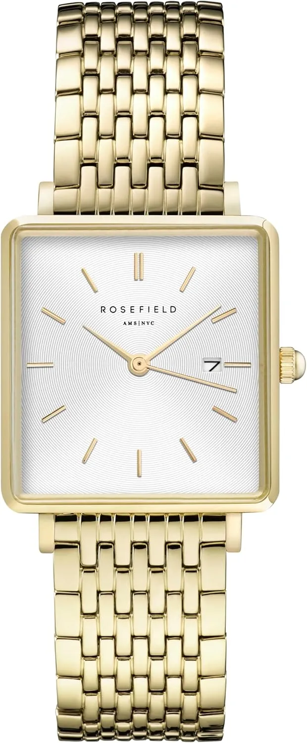 alike tongue mountainous eminence anchor adaptable Stainless Steel Bracelet Watch 28mm Rosefield Boxy Women's Gold Tone 