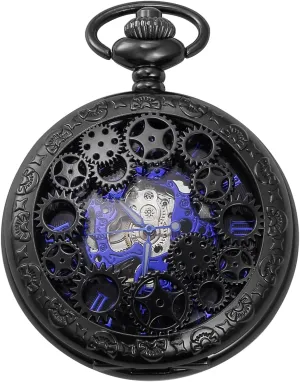 Alloy Case WPK219 Mechanical Pocket diagonal collarless Watch Skeleton Black 