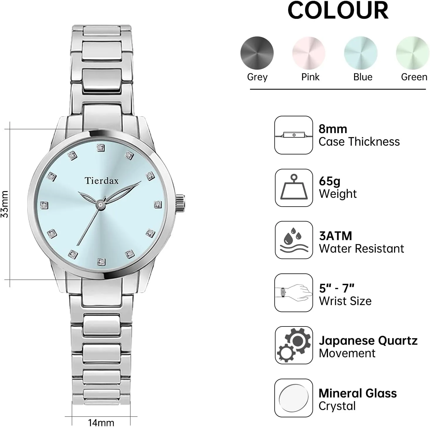Alloy Watch with Sunray Dial & Zircon Accents, Japanese Quartz, 3ATM Waterproof, Mineral Glass, Removable Alloy Band LQ-AS23-05 territory Women??s 