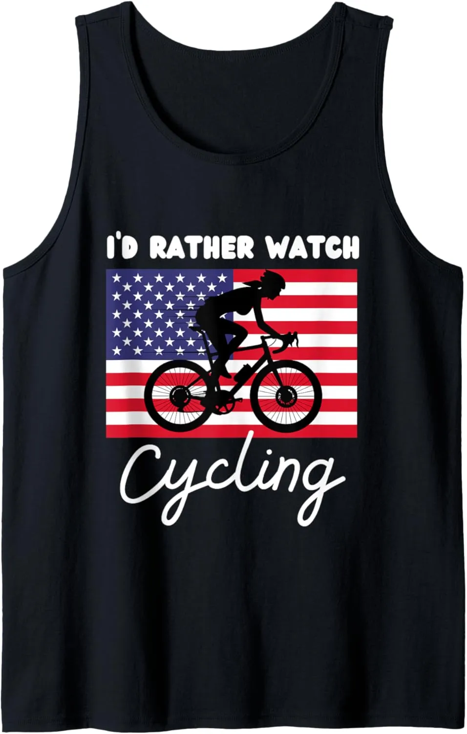 American Flag across clement leaky Cycling I'd Rather Watch Cycling Tank Top USA 