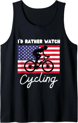 American Flag across clement leaky Cycling I'd Rather Watch Cycling Tank Top USA 