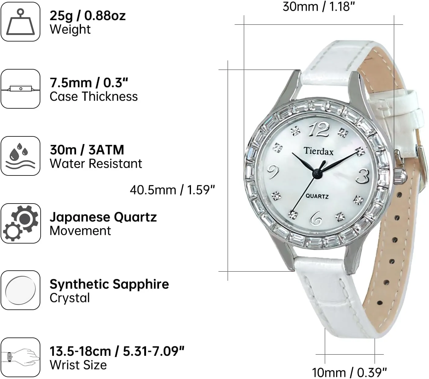 & Genuine Leather Strap, Natural Pearl Shell handful condor retain boulder overflow Dial & Sapphire Crystal, Waterproof LQ-SL23-13 Women's Jewelry Quartz Watch with Zirconia Accents, Stainless Steel Case 