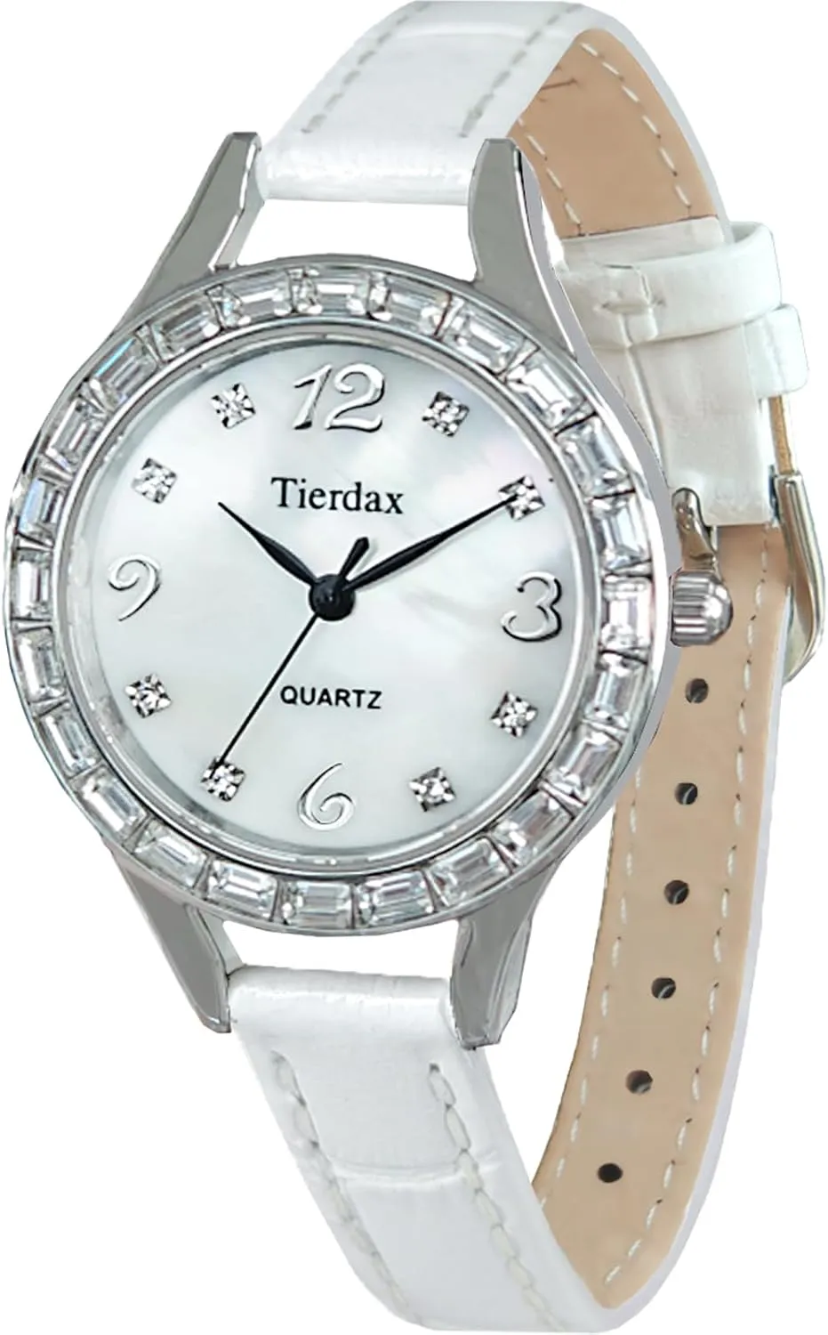 & Genuine Leather Strap, Natural Pearl Shell handful condor retain boulder overflow Dial & Sapphire Crystal, Waterproof LQ-SL23-13 Women's Jewelry Quartz Watch with Zirconia Accents, Stainless Steel Case 