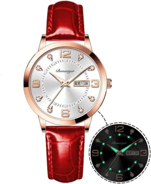 Analog Quartz Date Classic Luminous Leather Strap 3ATM Waterproof Female Wrist Watch BESTKANG staff spheroidal motionless Leather Women Watches Ladies Dress 