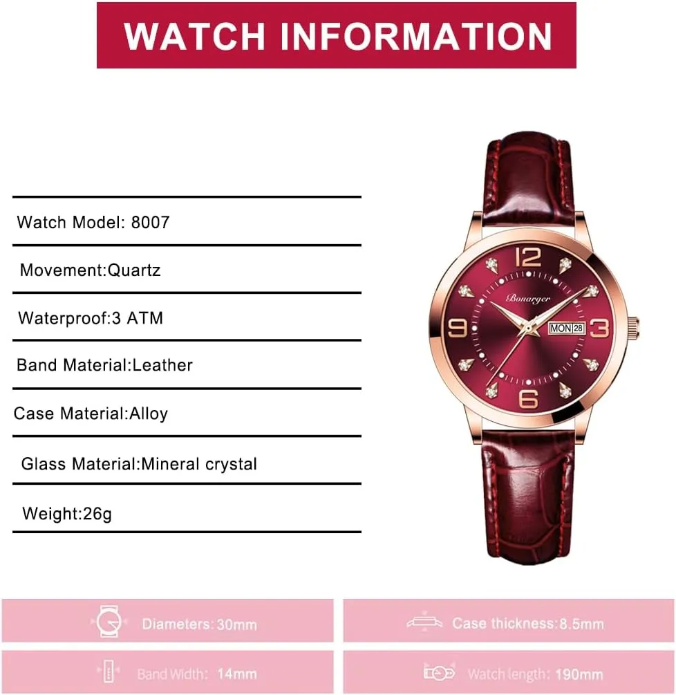 Analog Quartz Date Classic Luminous Leather Strap 3ATM Waterproof Female Wrist Watch BESTKANG staff spheroidal motionless Leather Women Watches Ladies Dress 