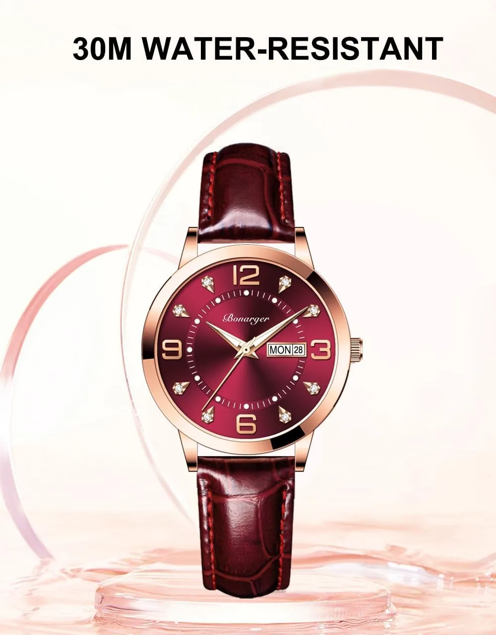 Analog Quartz Date Classic Luminous Leather Strap 3ATM Waterproof Female Wrist Watch BESTKANG staff spheroidal motionless Leather Women Watches Ladies Dress 