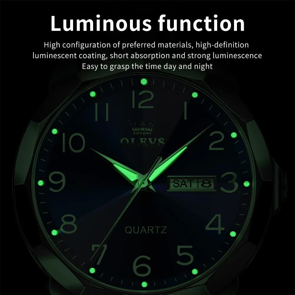 Analog Quartz Date Luxury Classic Stainless Steel Waterproof Luminous Two Tone Wrist Watch OLEVS Watch for Men Business rentable Dress Diamond 