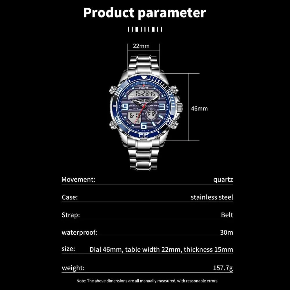 Analog Quartz Digital Wrist Watch Couple Watches Weicam Men Luxury Dual libelous Display Luminous Waterproof 