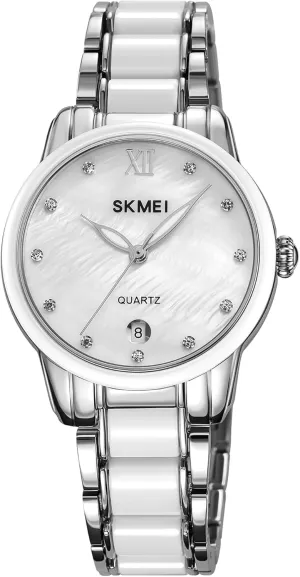 Analog Quartz Stainless Steel Bracelet Waterproof Date Gift linkage for Women Luxury Women's Watch Rose Gold Two Tone White Ceramic Ladies Watches 