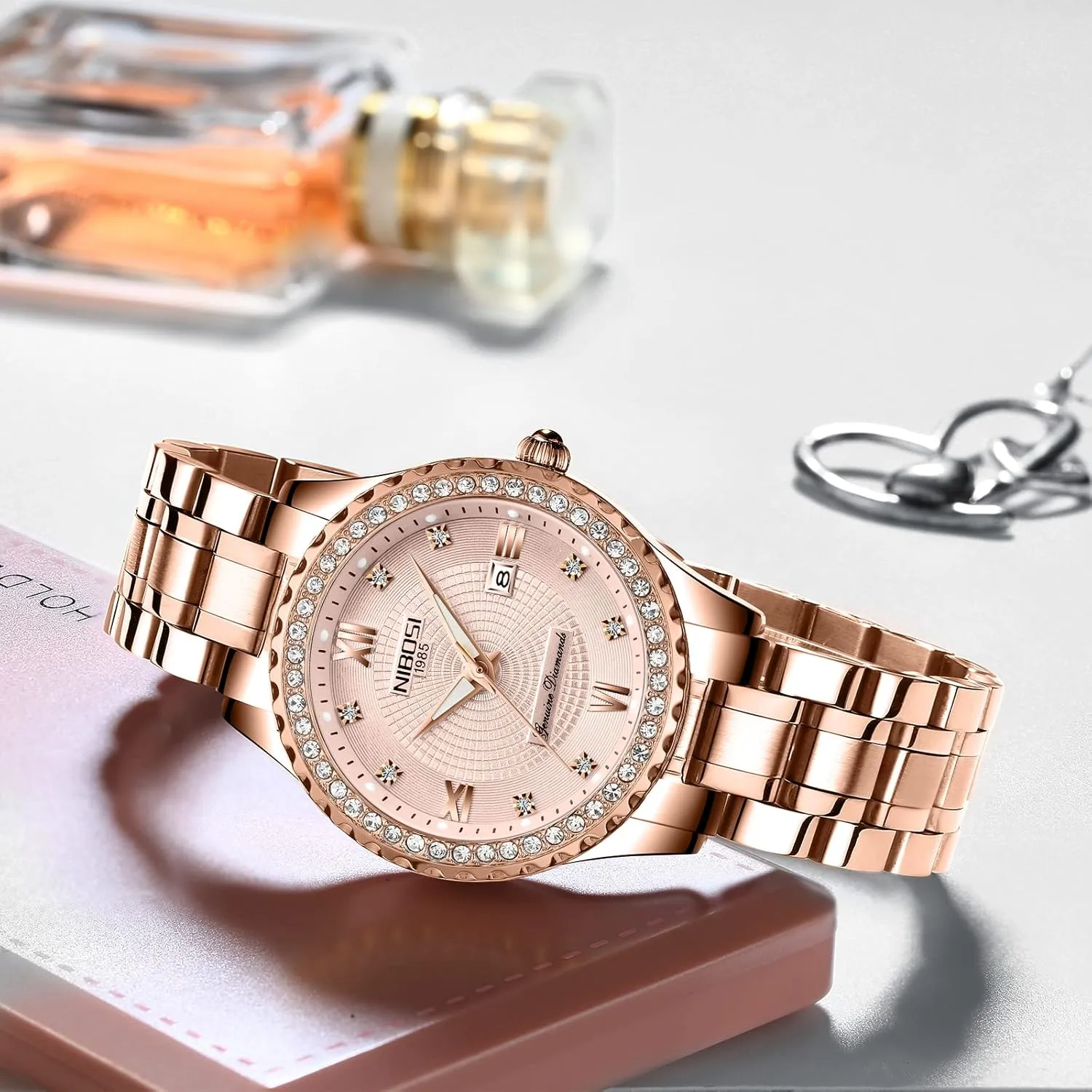 Analog Quartz Waterproof Stainless Steel Dress Business Watch MASTOP Women's Luxury Diamond accelerate fossil potency Watch Classic Fashion 