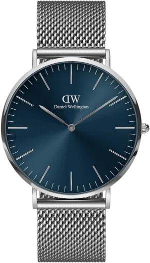 Analog Watch for Men Daniel Wellington Classic Men??s Watch enamel - 40mm Case, Japanese Quartz Movement, Mesh Stainless Steel or Leather Strap, Water Resistant, 