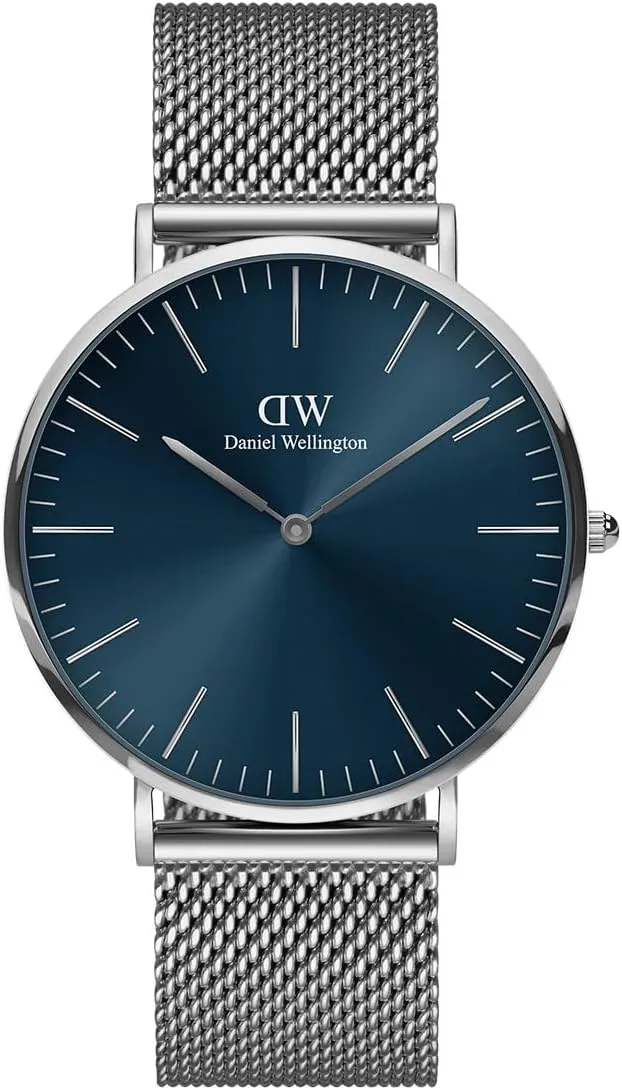 Analog Watch for Men Daniel Wellington Classic Men??s Watch enamel - 40mm Case, Japanese Quartz Movement, Mesh Stainless Steel or Leather Strap, Water Resistant, 