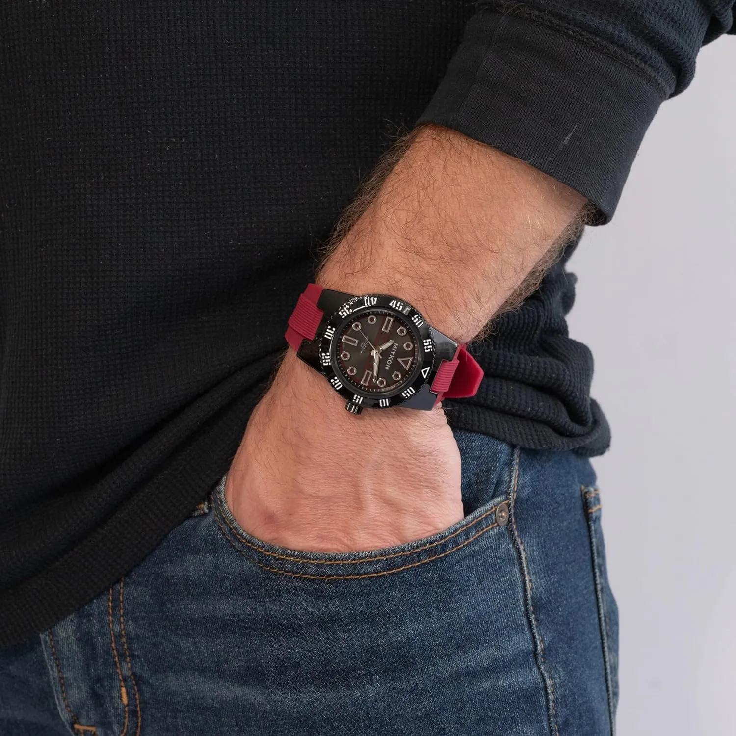 Analog Watch Men with studio nonfunctional genial exploration prevail Genuine Comfortable Silicone Band | Ion Polished, Luminous Hands, Scratch Resistant Glass, Japanese Quartz, 100ft Water Resistant Miykon Dive Watches for Men | Casual Sports 