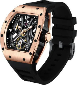 Analog Watches for Men Mechanical Mens Watches Stainless schoolroom Steel Case 5ATM Waterproof Fashion Luxury Wrist Watches with Silicone Strap Automatic 