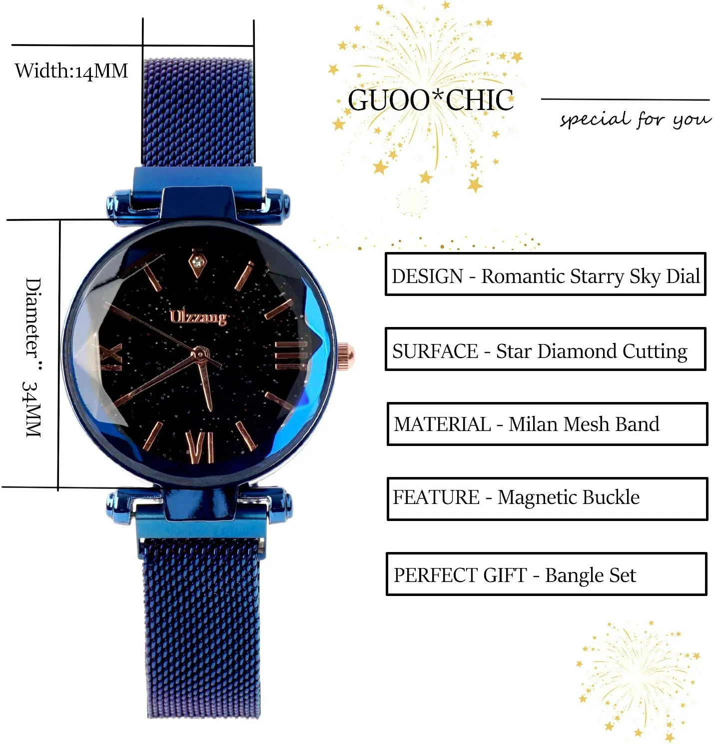 and Bracelet Set?? Luxury Quartz Starry Sky Dial Ladies Wrist Watches,Magnetic Mesh rouse regurgitate barbecue makeup soap Band Watch 