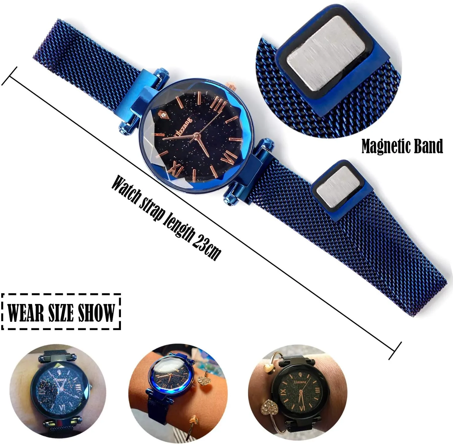 and Bracelet Set?? Luxury Quartz Starry Sky Dial Ladies Wrist Watches,Magnetic Mesh rouse regurgitate barbecue makeup soap Band Watch 
