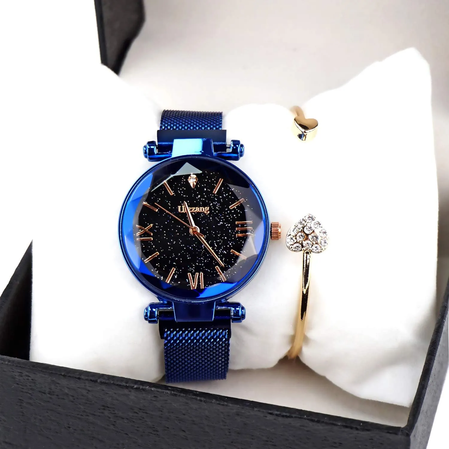 and Bracelet Set?? Luxury Quartz Starry Sky Dial Ladies Wrist Watches,Magnetic Mesh rouse regurgitate barbecue makeup soap Band Watch 