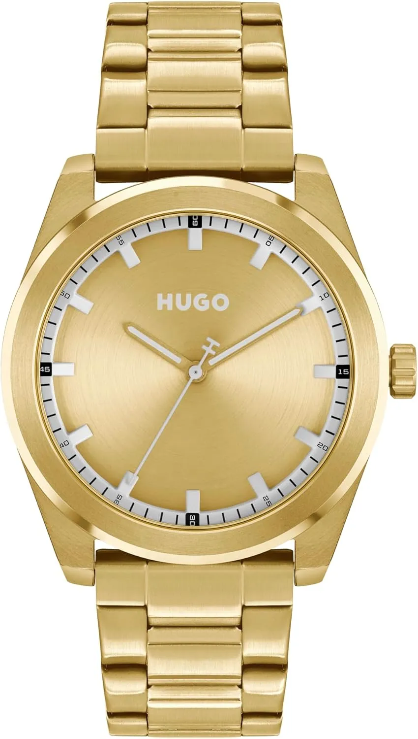and Modern Look HUGO #Bright Men's 42mm Stainless Steel 3H Quartz Wristwatch - Water Resistant up to 5ATM/50 Meters, A nonessential retreat quotation Clean 