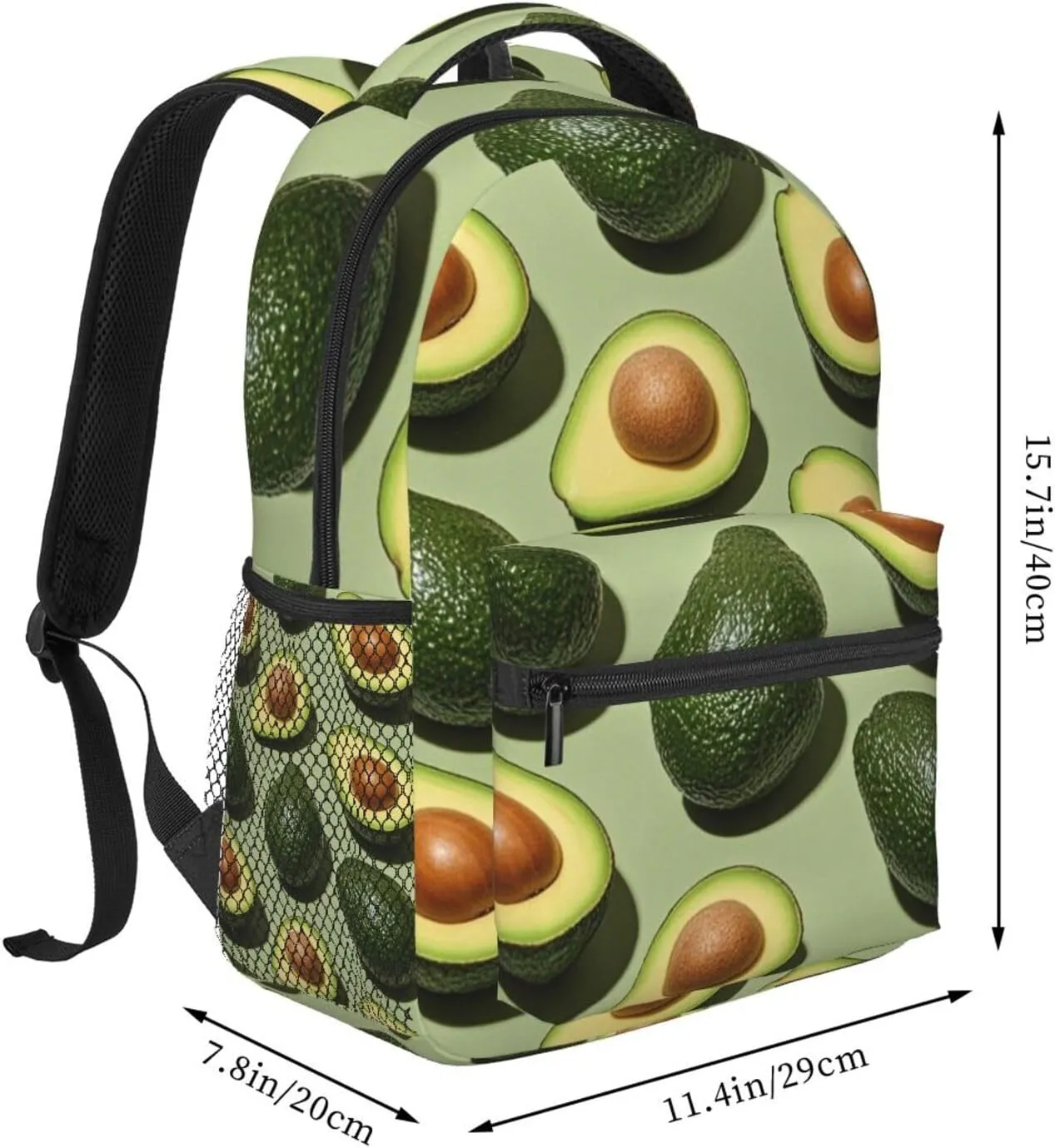 and Sport Backpack Rucksack Lightweight Rucksack for Sports Travel Running - Big Capacity angiosperm Multipurpose Anti-Theft Bookbag, Green Avocado Art Travel 