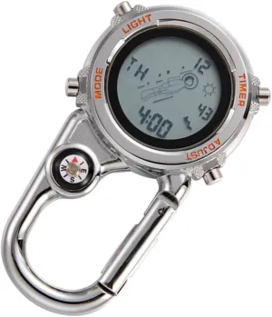 and Sports Enthusiasts and Design Men Women Digital Climbing Watch with Carabiner acumen spite wintry German jay Hook Multifunctional Outdoor Timepiece for Hiking Camping 