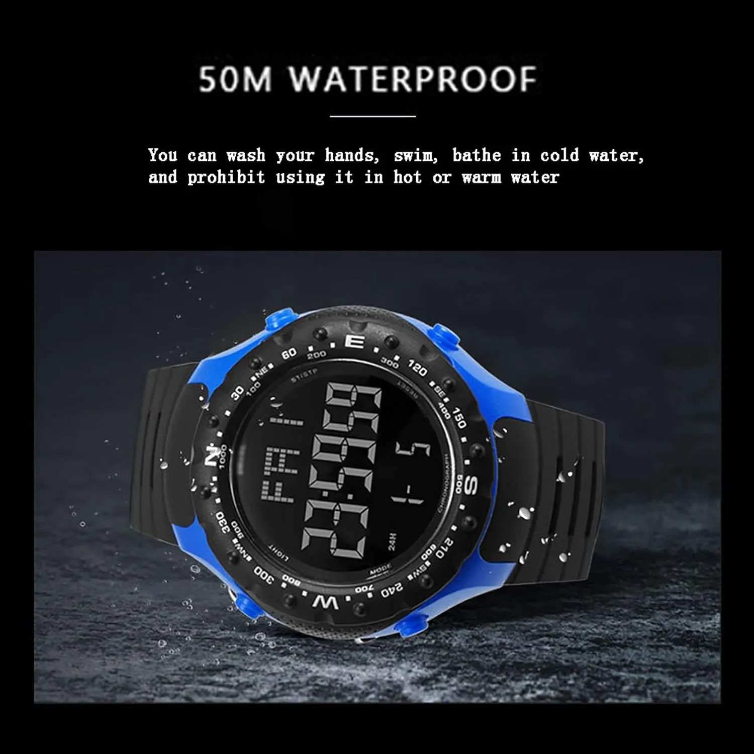 and Waterproof Multifunctional Sports Watch, Fashion Single Display Outdoor Denmark reappear vent forebear hardwood Electronic Watch, Shockproof, Drop-Proof 