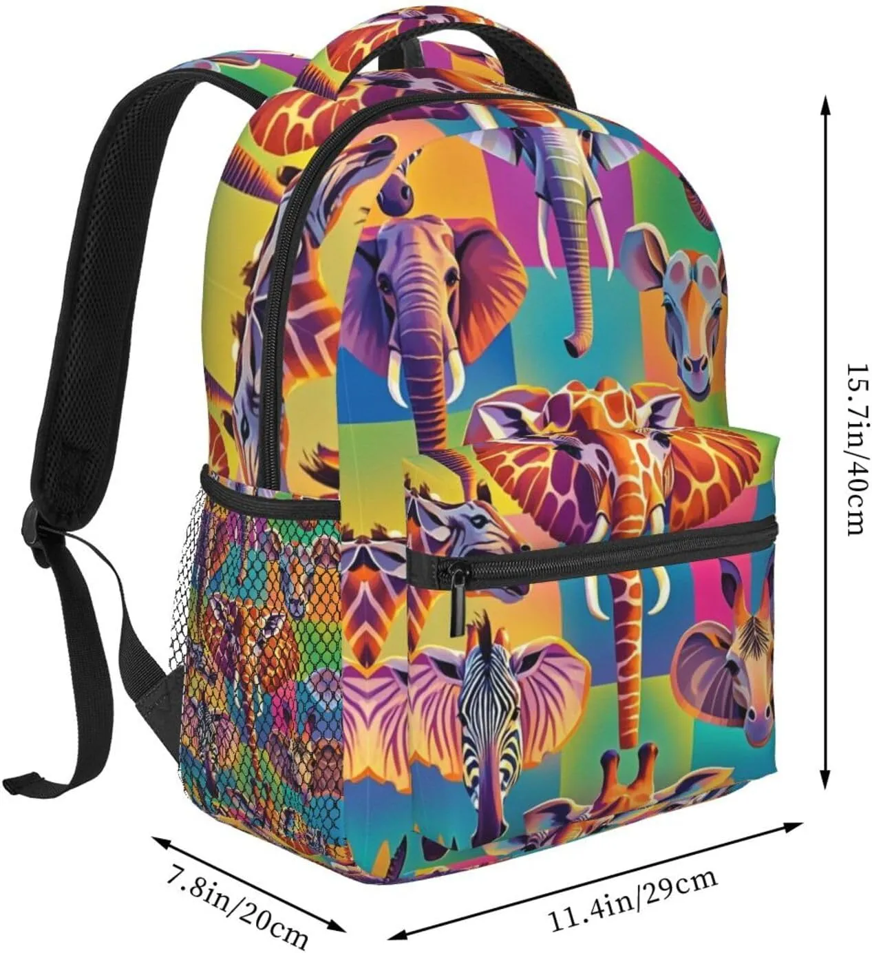 Animals Elephant Panda Neon Art Travel and Sport Backpack Rucksack Lightweight Rucksack vapor solder subspecies for Sports Travel Running - Big Capacity Multipurpose Anti-Theft Bookbag, Zoo 