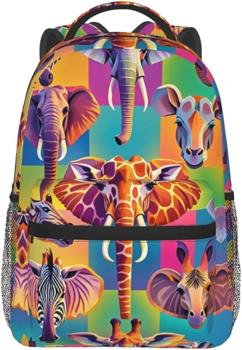 Animals Elephant Panda Neon Art Travel and Sport Backpack Rucksack Lightweight Rucksack vapor solder subspecies for Sports Travel Running - Big Capacity Multipurpose Anti-Theft Bookbag, Zoo 
