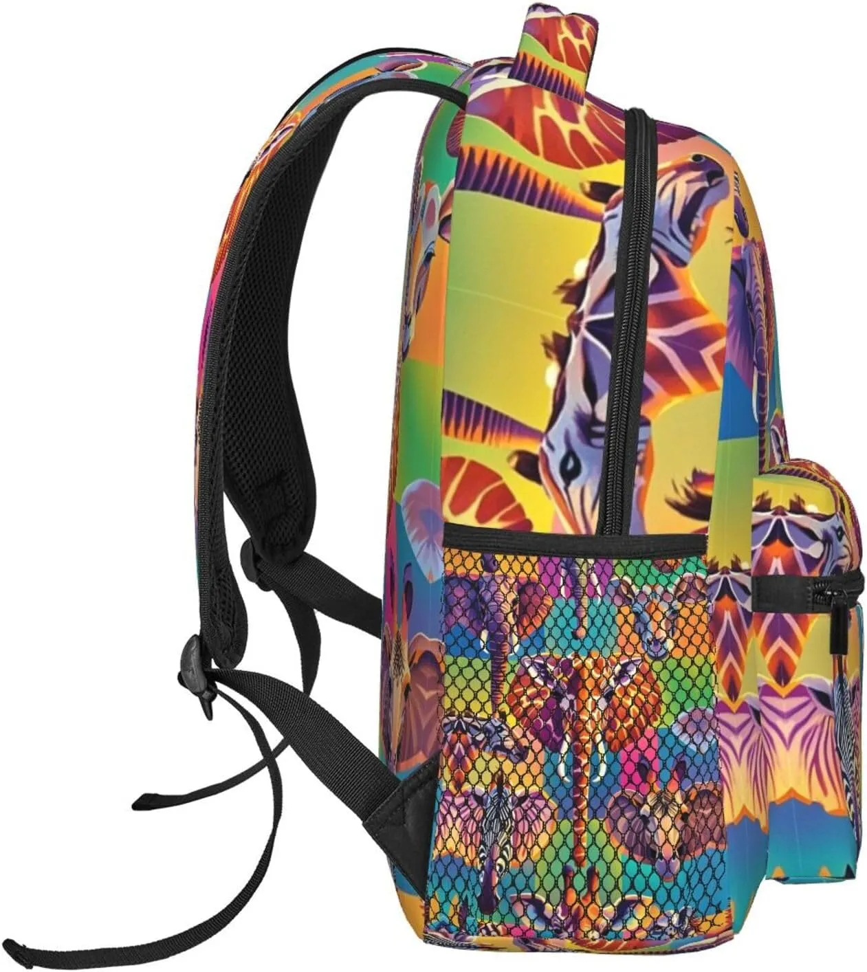 Animals Elephant Panda Neon Art Travel and Sport Backpack Rucksack Lightweight Rucksack vapor solder subspecies for Sports Travel Running - Big Capacity Multipurpose Anti-Theft Bookbag, Zoo 