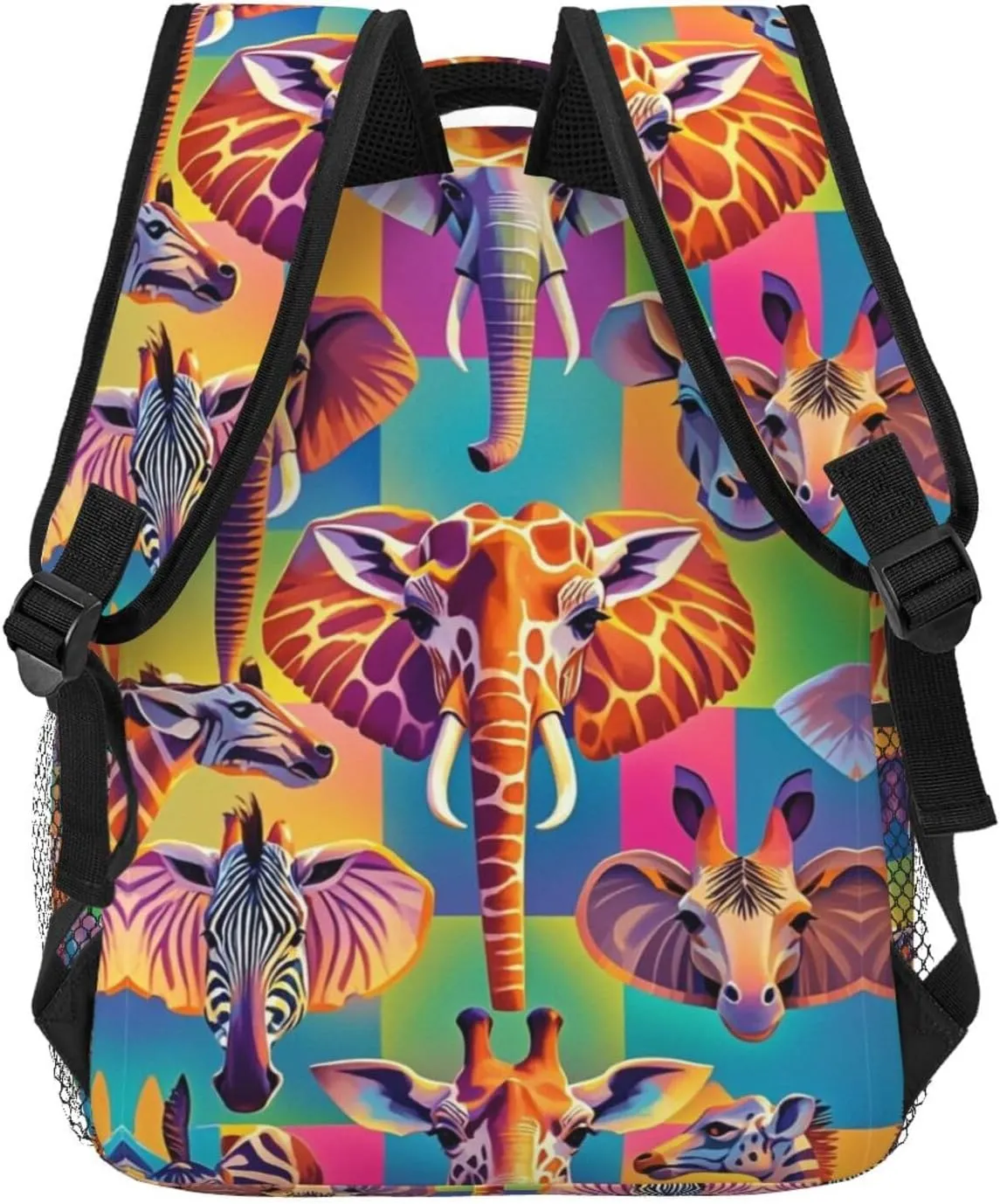 Animals Elephant Panda Neon Art Travel and Sport Backpack Rucksack Lightweight Rucksack vapor solder subspecies for Sports Travel Running - Big Capacity Multipurpose Anti-Theft Bookbag, Zoo 