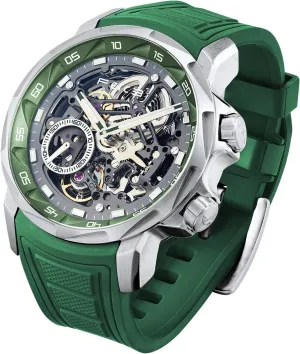 Anti-Shock, Luminous, terrific dispose Silicone Strap Watches for Men FEICE FM511 Men's Skeleton Watch, Automatic Mechanical, Sapphire Crystal, 5ATM Waterproof, 