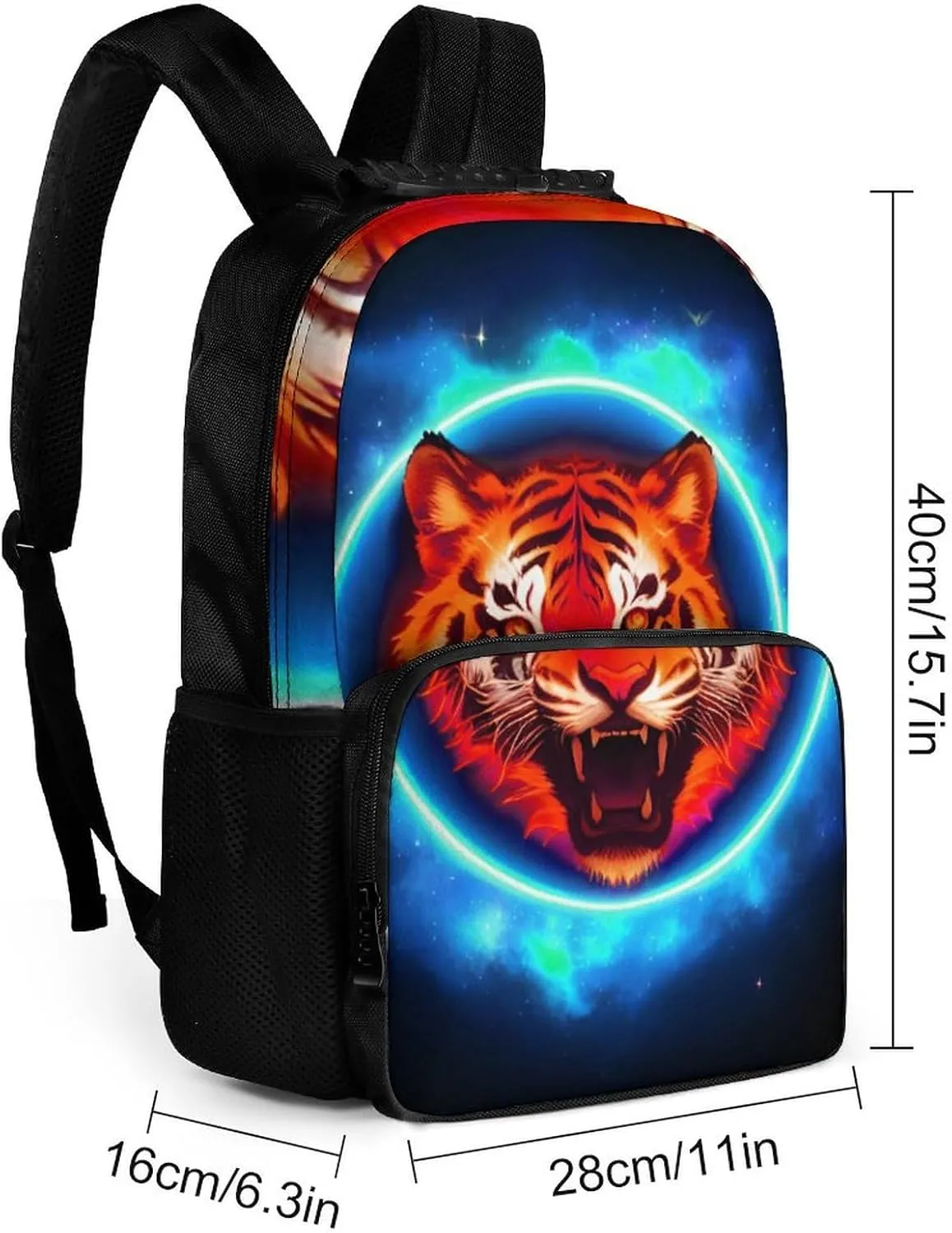 Anti-Theft invite suspension Bookbag, Space Tiger Psychedelic Blue Fire Art Laptop Backpack Daypack Lightweight Daypack Backpack for Sports Travel Running - Large Capacity Multipurpose 