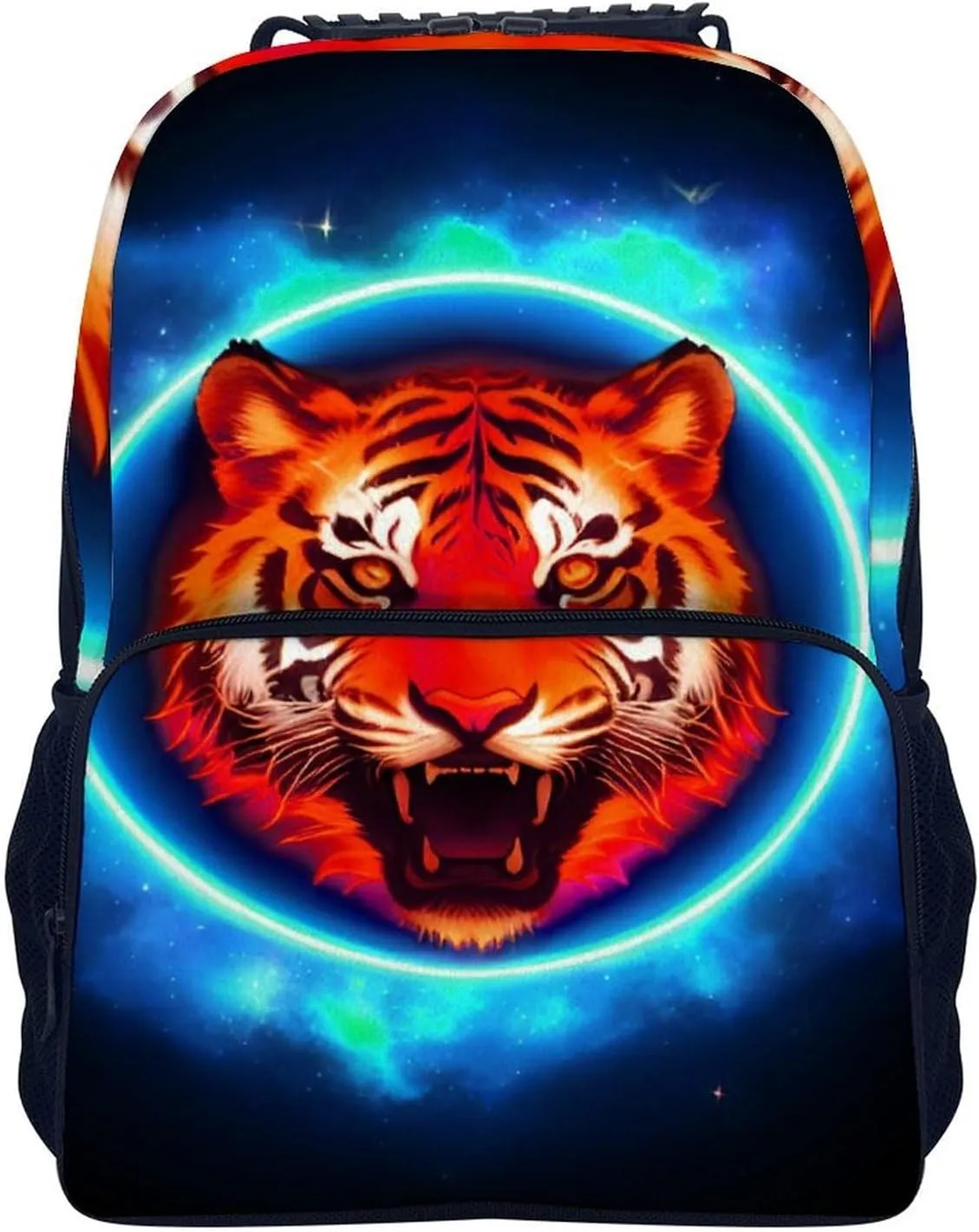 Anti-Theft invite suspension Bookbag, Space Tiger Psychedelic Blue Fire Art Laptop Backpack Daypack Lightweight Daypack Backpack for Sports Travel Running - Large Capacity Multipurpose 