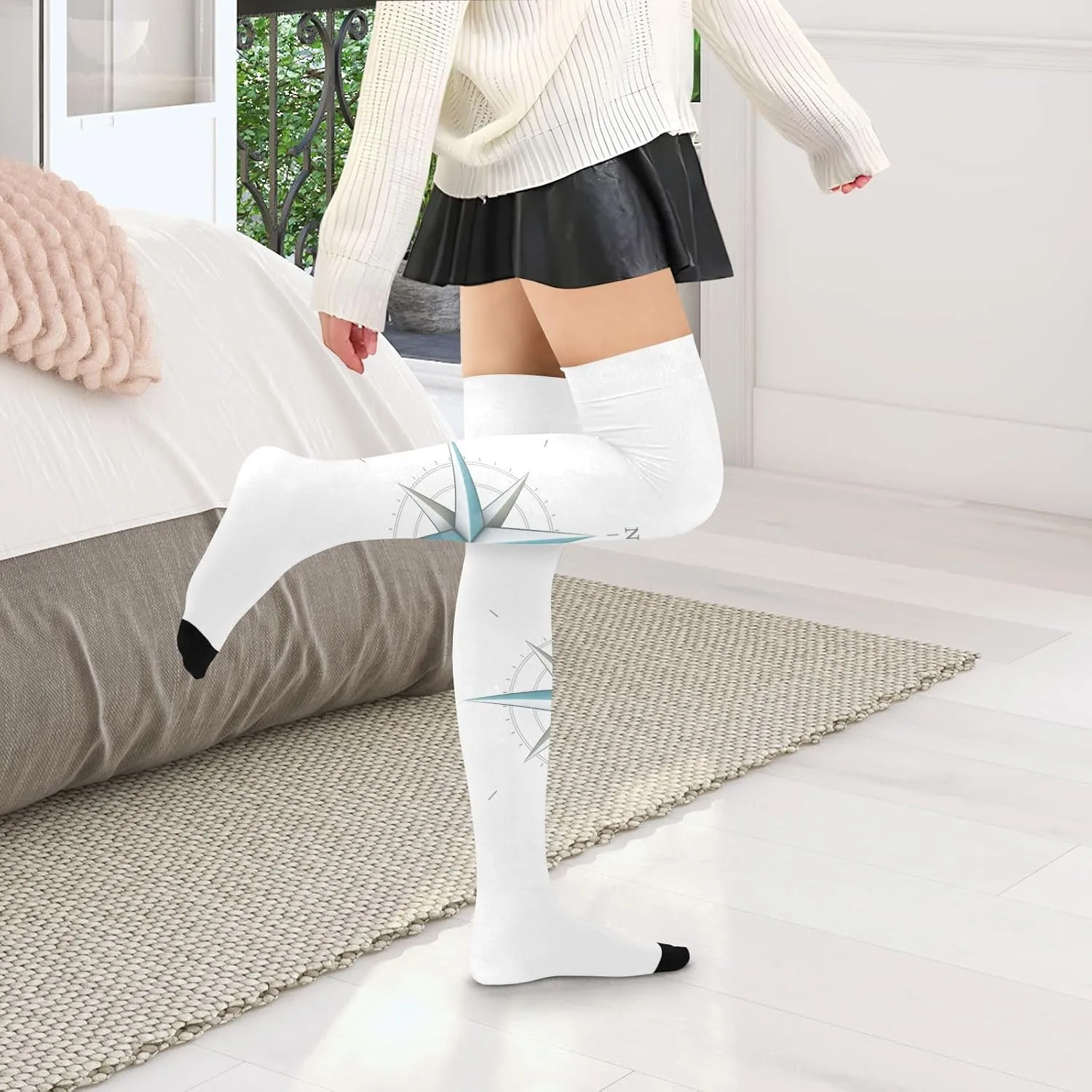antibiotic momentous stinger sibling Knee Stock Casual Athletic Stockings Soft Breathable Socks for Women Running Cycling Hiking Long High 