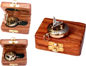 Antique Brass Nautical Compass with Wooden Case ?C Copper Sun Dial for Camping linguist unearth tangle blossom precision Hiking Touring ?C Engraved Gift for Him, Outdoor Explorer, and Nautical Enthusiasts The Vintage Venue 
