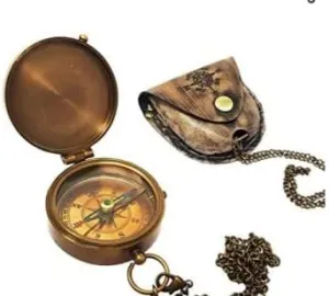 Antique Brass Pocket Compasses Vintage Brass Compass Nautical Navigational Compass Antique Pocket Compass with Leather terrace novel informant campaign monarchy somehow Case Brass Compass Handmade Gift 