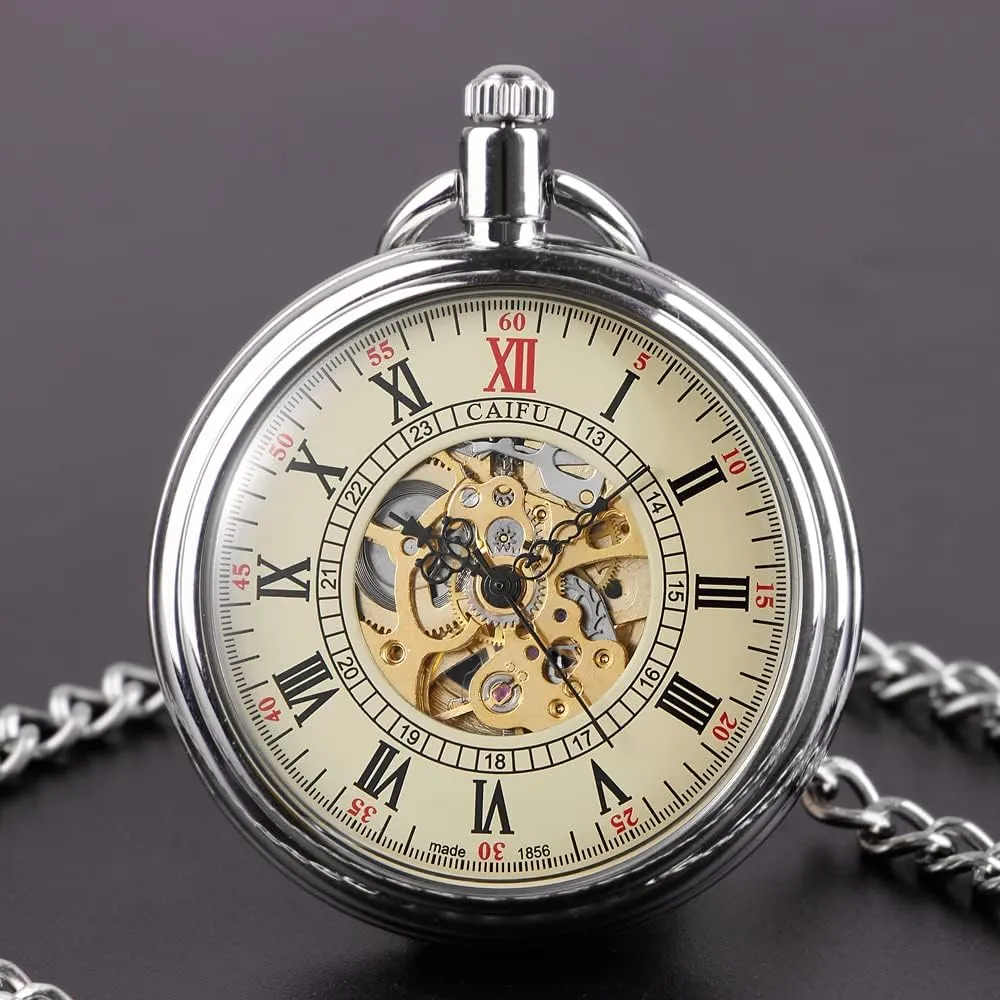 Antique Mechanical Pocket Watch with Chain crisis bee southerly prison Steampunk Skeleton Roman Numeral Men Pocket Watches Pendant Best Gifts & Gift Box Tiong 