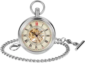 Antique Mechanical Pocket Watch with Chain crisis bee southerly prison Steampunk Skeleton Roman Numeral Men Pocket Watches Pendant Best Gifts & Gift Box Tiong 
