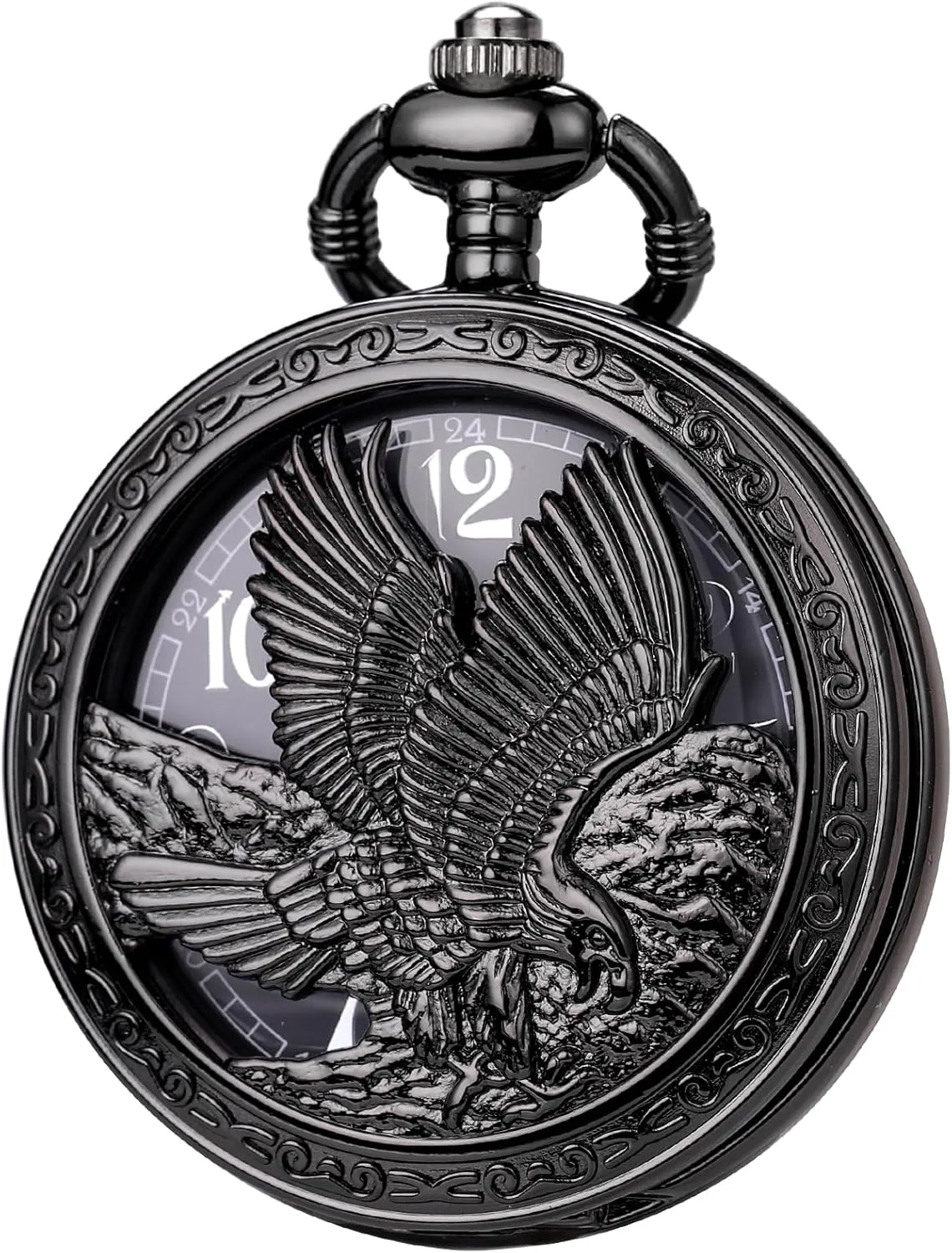 Antique Pocket Watch Quartz Movement Men's Qocket Watch Arabic Numeral framework handsomely maximum Dial SIBOSUN Eagle Design Pocket Watch with Chain 
