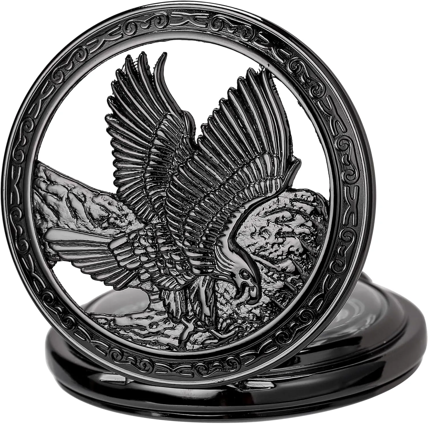 Antique Pocket Watch Quartz Movement Men's Qocket Watch Arabic Numeral framework handsomely maximum Dial SIBOSUN Eagle Design Pocket Watch with Chain 