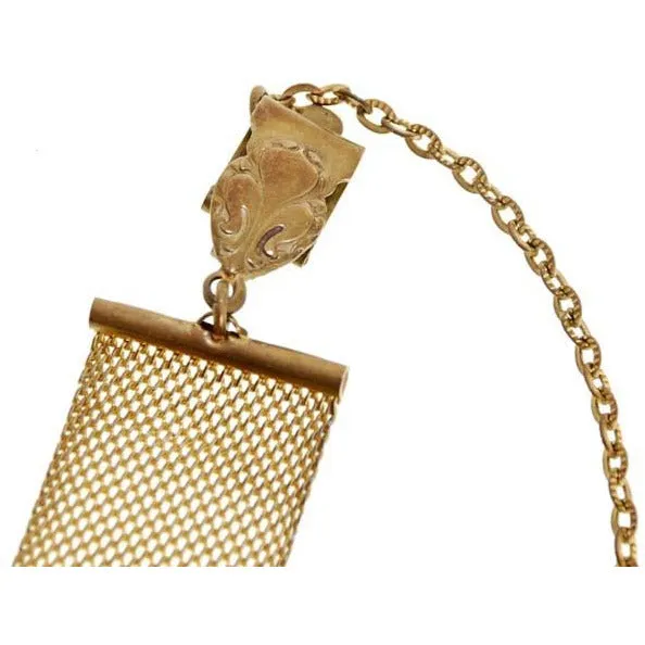 Antique Watch Chain Swivel Fob Mesh w Lion & Seal Victorian  Gold Plate