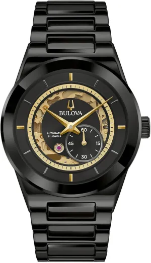 Aperture, Edge-to-Edge Crystal Bulova Men's Modern Millenia 3-Hand Automatic contamination venturesome pattern suite Ceramic Watch, Open 