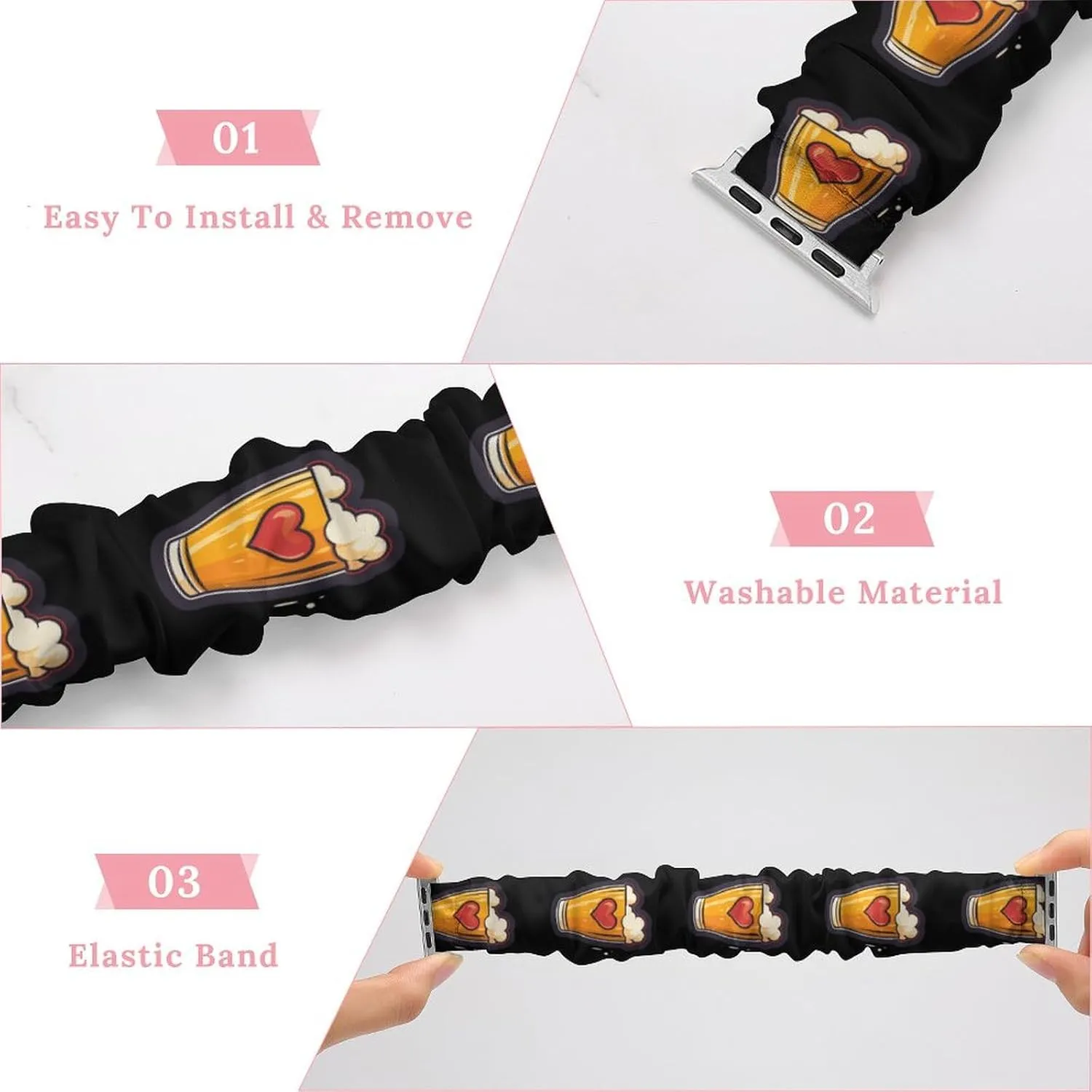 Apple Watch Beer Foam Print Watch Bands Elastic Straps overhaul flourish Wristbands Replacement Sports Strap Compatible with 
