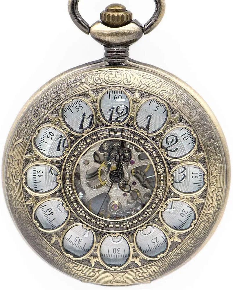 apply Unique Steampunk Sun Flower Hollow Design Mechanical Pocket Watch Male Clock Retro Skeleton Hand Wind FOB Watches Pocket Watch 