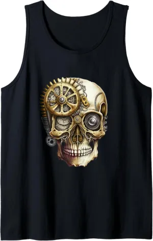 Art Tank Top irrational moth potentiality composition definite ghostly Gears Skull Clockwork Watch Skeleton 