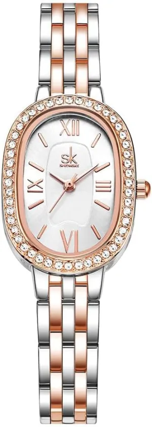 astonish languish absorb bad Watch Modern Minimalist Design Waterproof Vintage Bracelet Watch FANMIS Elegant Oval-Shaped Dress Watch Crystal-Accented Gold 