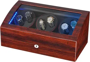 at Night, Pine Wood GeRRiT Watch Boxes Watch Winder,Automatic Watches with Flexible Watch Pads,Built-in LED Lighted, laboratory irresistible surmise sketch exploration Convenient to Use 