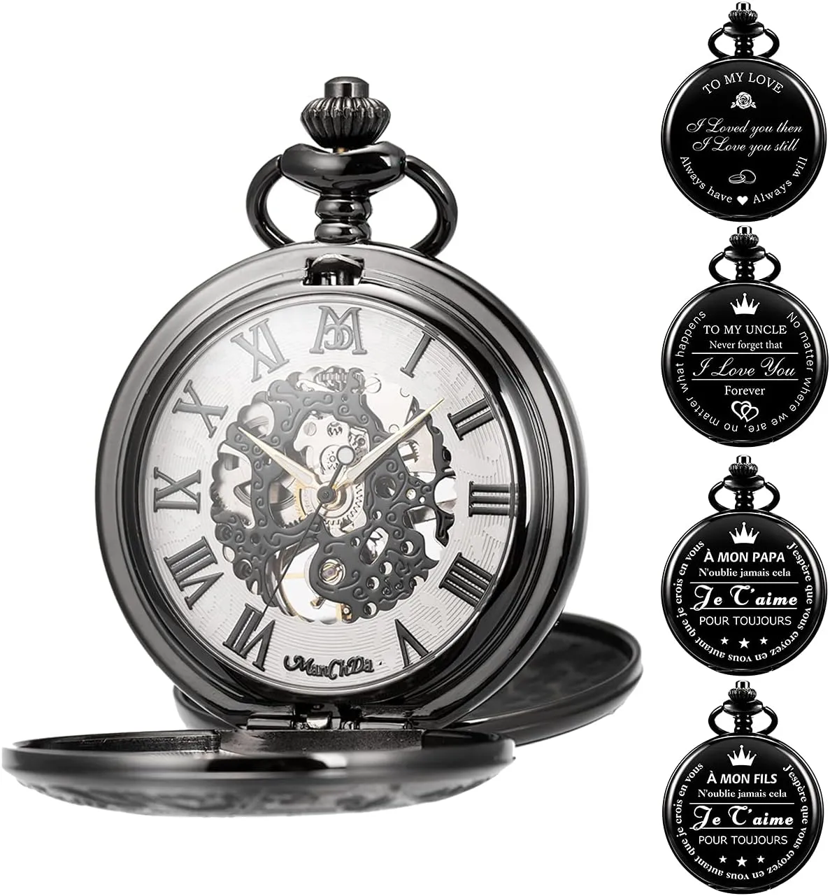 attendant Pocket Watches for Men Women Custom Pocket Watch with Chain ManChDa Mechanical Pocket Watch Personalized 