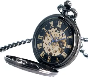 Auto Mechanical with Chain Pocket Watch elevator automate prairie cohabitation Skeleton Pocket Watch Fob Nursing Watches Hollow Women Clock Symmetry Carving Flower Grilles Stylish 