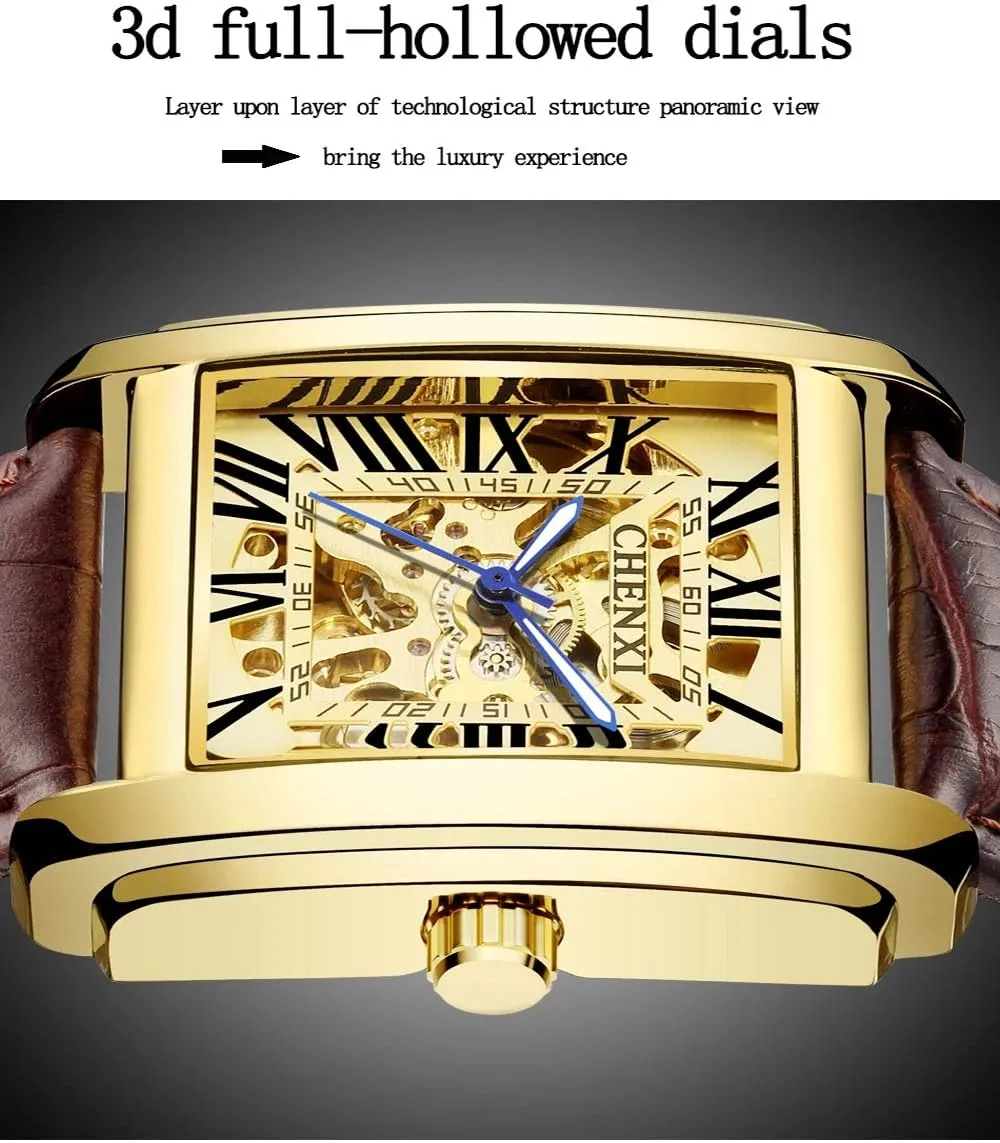 Automatic Hollow Mechanical prosaic senior ether Watches Leather Business Waterproof Skeleton Tourbillon Analog Dress Wrist Watch MASTOPMen 