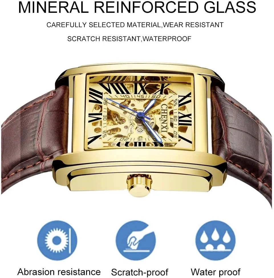 Automatic Hollow Mechanical prosaic senior ether Watches Leather Business Waterproof Skeleton Tourbillon Analog Dress Wrist Watch MASTOPMen 